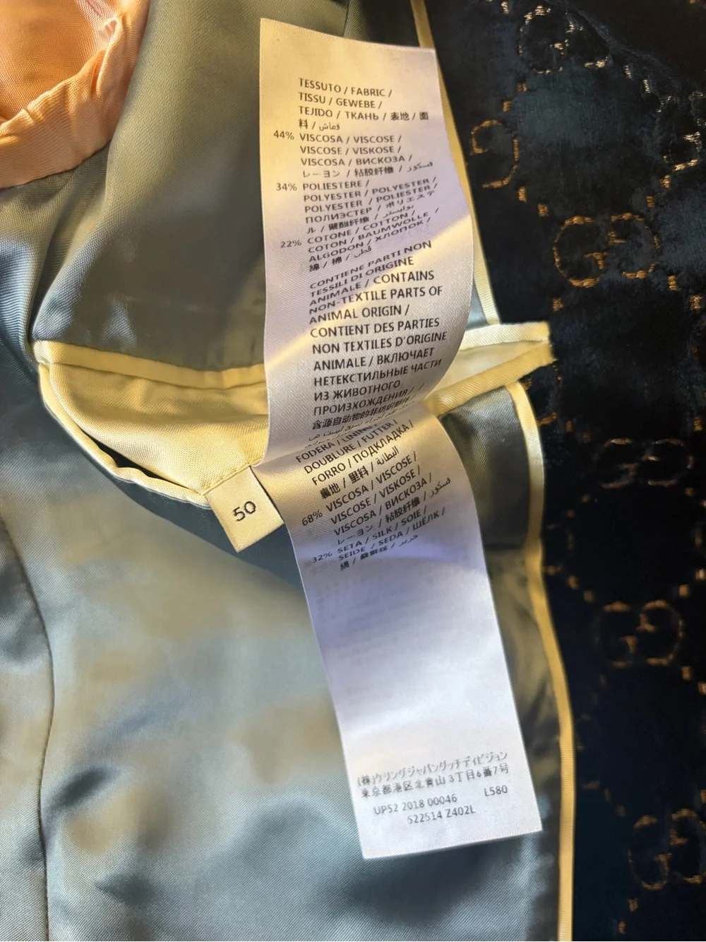 Gucci Men’s Gg Velvet Blazer size 50R $3500